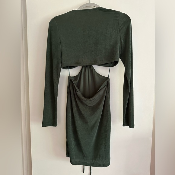 NWT Endless Blu Women's Green Longsleeve Halter Open Side Mini Dress - Picture 5 of 5